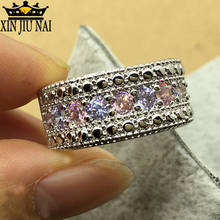 Arranjo roxo e rosa cristal anéis s925 anillos aaa cz anéis de casamento para mulher noivado jóias tamanho anillos bague 2024 - compre barato