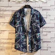 Brand New 2022 Beach Summer Print Flower Short Sleeves Hawaii Collar Korea Style Shirt For Men's Harajuku Clothing 2024 - buy cheap