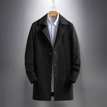 Casaco longo masculino vintage, sobretudo longo, estilo britânico, casual, preto, plus size, 4xl, para homens 2024 - compre barato