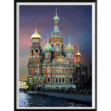 5D diamond painting church castle Saint Petersburg round diamond embroidery mosaic home decoration pattern DIY handmade gift 2024 - buy cheap