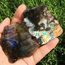 2pcs Natural flash labradorite specimen slice rough labradorite stone crystal healing chakra meditation gem stone wafer 2024 - buy cheap