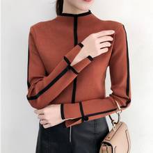 Fashion Pullover Sweater Women Autumn Winter Solid Color Slim Long Sleeve Turtleneck Bottom Sweater Top 2024 - buy cheap