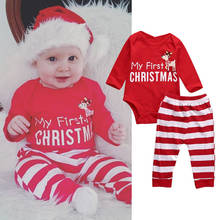 Conjunto de ropa para niña recién nacida, Pelele de mi primera Navidad + Pantalones, 2 trajes para bebé, trajes de Navidad, 2020 2024 - compra barato