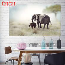 FATCAT-pintura de diamante 5D DIY de elefante y bebé, kit de punto de cruz bordado, mosaico de animales, AE1374 decoración del hogar, 120x80cm 2024 - compra barato