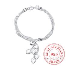 Pulsera de plata de ley 925 para mujer, gancho de cinco corazones, accesorios de joyería fina de alta calidad, pulseras con abalorios de plata 2024 - compra barato