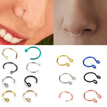 C Shaped Fake Nose Ring Hoop Septum Rings Lip Studs None-Piercing Body Stainless-Steel Jewelry 2024 - buy cheap