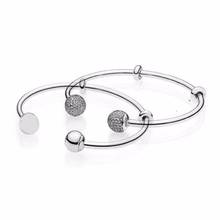 Pulsera de plata de ley 100% 925, brazalete abierto con cierre de firma, compatible con dijes europeos, joyería artesanal 2024 - compra barato