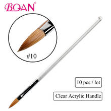 BQAN 10# Transparent Acrylic Pen Nail Art Brushes For Acrylic Nails Acrylic Handle Nail Brush 10 Pcs/Lot Manicure Art Tools 2024 - buy cheap