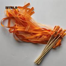 50pcs/lot  orange Lace Wedding Ribbon Wands and big Bells for wedding decoration 2024 - buy cheap