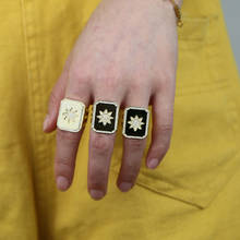Anel quadrado com ajuste geométrico, anel cheio de ouro com faixa de estrela do norte aaa cz, joias de dedo para mulheres, 2021 2024 - compre barato