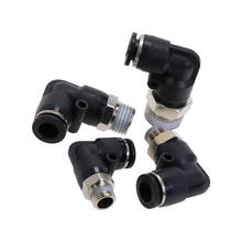 High Quality PL 8mm - 1/8'' 1/4" 3/8" 1/2" Pneumatic Male Elbow Connector Tube  Air Push In Fitting Black 2024 - buy cheap
