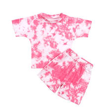 FOCUSNORM 0-5Y Summer Infant Girls Tie-Dye Clothes Sets 2pcs Print Short Sleeve T Shirts Tops+Shorts 2 Colors 2024 - buy cheap