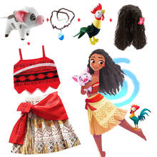 Kids Girl Princess Party Dress Moana Adventure vaiana Clothing Girls Dress Set with wig and Necklace baby Vaiana Cosplay Clothes 2024 - buy cheap