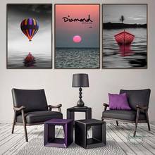 Color Balloon Ocean Sunset Boat Picture Wall Art Nordic Landscape Canvas Painting Living Room Fashion Modern Home Decoration 2024 - buy cheap