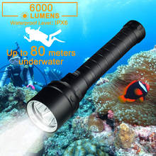 Linterna de buceo T20, luz subacuática de 6000LM, IPX6, resistente al agua, 80M, 5 cuentas 2024 - compra barato