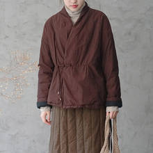 SCUWLINEN Retro Zen Warm Parka 2021 Winter Women Thick Vintage Plate Button Loose Short Yarn-dyed Cotton Padded Jacket P323 2024 - buy cheap