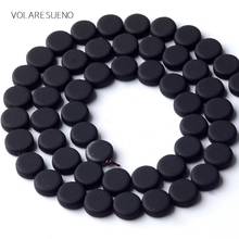 Natural Stone Black Hematite Stone Rubber Matte Round Cake Beads Space Loose Beads For Jewelry Making 8mm Diy Bracelet Strand15" 2024 - buy cheap