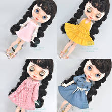 Blyth roupas de boneca da moda, vestido lento famoso, saia xadrez para blyth azone ob23 ob24 1/6, acessórios de boneca 2024 - compre barato