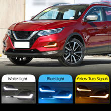 Cscsnl-lâmpada led diurna para nissan qashqai, 2 peças, seta dinâmica amarela, farol de neblina led drl 12v, para nissan 2019 2020 2024 - compre barato