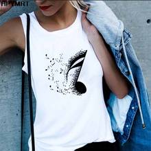 Fun Music Note Printed Tshirt Ladies Graphic Vest Female sleeveless Tee Clothes Streetwear Top New Summer White Tank Tops Women 2024 - buy cheap