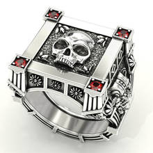 Anéis de esqueleto para homens, anéis vintage de cristal vermelho para homens joias góticas boho para criatividade 2024 - compre barato