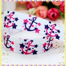 DHK 7/8'' 5yards navy anchor printed grosgrain ribbon headwear hair bow diy party decoration OEM Wholesale 22mm E1053 2024 - buy cheap