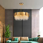 Luminária suspensa com luzes led e14, candelabro em aço inoxidável dourado suspenso - foto 2026 Luminária suspensa com luzes led e14, candelabro em aço inoxidável dourado suspenso - foto 2026