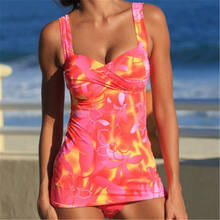 New Plus Size Floral Print Push Up Tankini Set Bikinis Women Two Piece Swimsuit Sexy Swimwear Swimdress Bathing Suit Beach wear 2024 - buy cheap