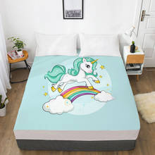 Unicorn Cartoon Fitted Sheets Mattress Cover With Elastic Band 3D Bed Sheet LinensFor Baby Kids Child Girls Boys 200x200 180x200 2024 - buy cheap