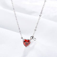Collar con colgante romántico en forma de corazón, cadena de clavícula de cristal rojo encantador, regalo de joyería de San Valentín a la moda 2024 - compra barato