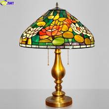 FUMAT Tiffany Desk Lamp Rose Stained Glass Table Light Lotus Flower Colorful Lampshade Handicraft Home Decor Pink Red Lighting 2024 - buy cheap