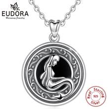 Eudora 925 Sterling Silver Mermaid Pendant Necklace Round Opened locket necklace holds pictures Charm Choker DIY Vintage Jewelry 2024 - buy cheap