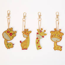 5D DIY Full Drill Diamond Painting Yellow Giraffel Cartoon Keychain Key Ring Double Sided Ornaments Christmas Gifts for Children 2024 - buy cheap