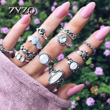 ZYZQ 12 Pcs/Set For Women Fashion Rings Silver Plated Tortoise Love Carved Wave Ring Set Female Bohemian Charm Jewelry Gifts 2024 - buy cheap