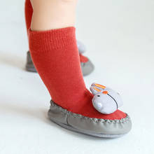 Детские Нескользящие кожаные носки-носки на подошве для новорожденных младенцев девочек мальчиков весенние Смешные хлопковые носки для пола с животными обувь для первых шагов 2024 - купить недорого