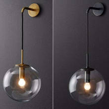 Lámpara de pared LED Retro para interiores, candelabro de luz LED de estilo nórdico, moderno, con bola de cristal redonda para espejo de baño 2024 - compra barato