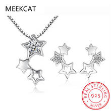 MEEKCAT-conjunto de joyas de plata de ley 925 para mujer y niña, collar y pendientes de estrella de circonia Simple, regalo 2024 - compra barato