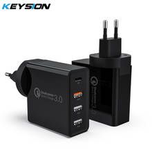 Keysion 48w 4 portas carregador rápido pd tipo c carregador usb para samsung iphone tablet qc 3.0 carregador de parede rápido us eu uk plug adaptador 2024 - compre barato