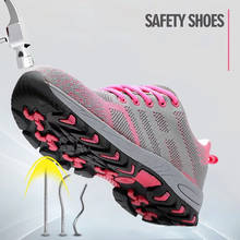 Sapatos de segurança femininos, com sola de aço para proteção do trabalho, à prova de perfuração 2024 - compre barato