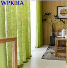 Cortinas de tul modernas para sala de estar, persiana de tul de cáñamo de gran barriga, Simple, color verde, W-ZH050 #30 2024 - compra barato