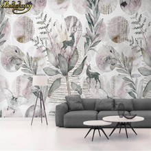 Beibehang-papel tapiz personalizado con foto 3D, mural moderno, minimalista, nórdico, verde, hoja fresca, papel de pared retro, Fondo de TV, decoración de dormitorio 2024 - compra barato