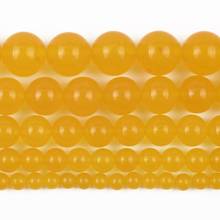 Cuentas de piedra de Jades amarillos naturales, abalorios espaciadores sueltos redondos para la fabricación de joyas, pulsera artesanal hecha a mano de 4/6/8/10/12mm 2024 - compra barato