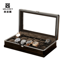 Caja de almacenamiento de relojes de madera para hombre, organizador mecánico con 12 ranuras, soporte de exhibición, Cajas de Regalo de joyería negras 2024 - compra barato