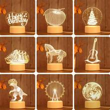 Acrylic Night Lamp Cartoon Love Creative Gift Desk LampChildren's room decoration 3D Table Lamps For Living Room 2024 - buy cheap