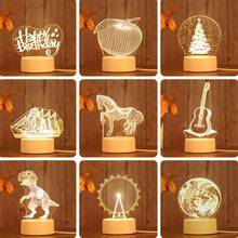 Luminária noturna de acrílico com desenho, abajur criativo para decoração de quarto infantil 3d de mesa para sala de estar