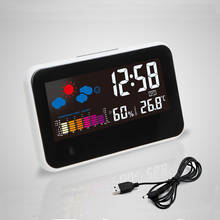 Reloj despertador Digital con luz de fondo colorida LED estación meteorológica Snooze Mesa Electrónica escritorio reloj despertador Alarmclock 2024 - compra barato