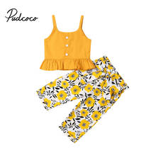 Pudcoco/2020 г., комплект из 2 предметов, летняя одежда для маленьких девочек с цветочным принтом укороченный топ + штаны, комплект одежды, модная одежда для детей от 6 месяцев до 4 лет 2024 - купить недорого