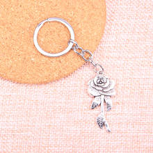 20pcs rose flower Keychain 42*19mm Pendants Car Key Chain Ring Holder Keyring Souvenir Jewelry Gift 2024 - buy cheap