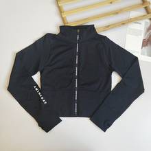 Sport Jacket Women Long Sleeve Zipper Letter Fitness Yoga Shirt Top Gym Activewear Sport Running Coats Training Clothing 2024 - buy cheap