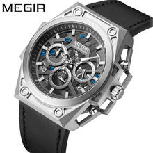 MEGIR Watch Men Waterproof Chronograph Military Male Clock Top Brand Luxury Real Leather Business Man Sport Wristwatch Gift 4220 2024 - buy cheap